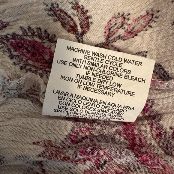 Love & Piece Wine and White Smocked Cropped Tank Spaghetti Strap Lace BOHO EUC - Picture 8 of 8